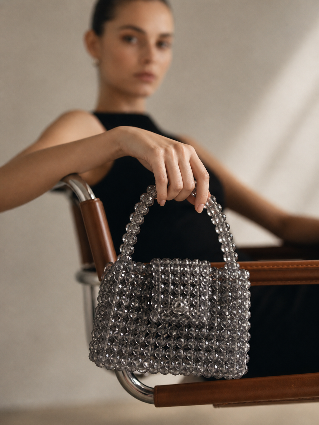 Gray Beaded Bag