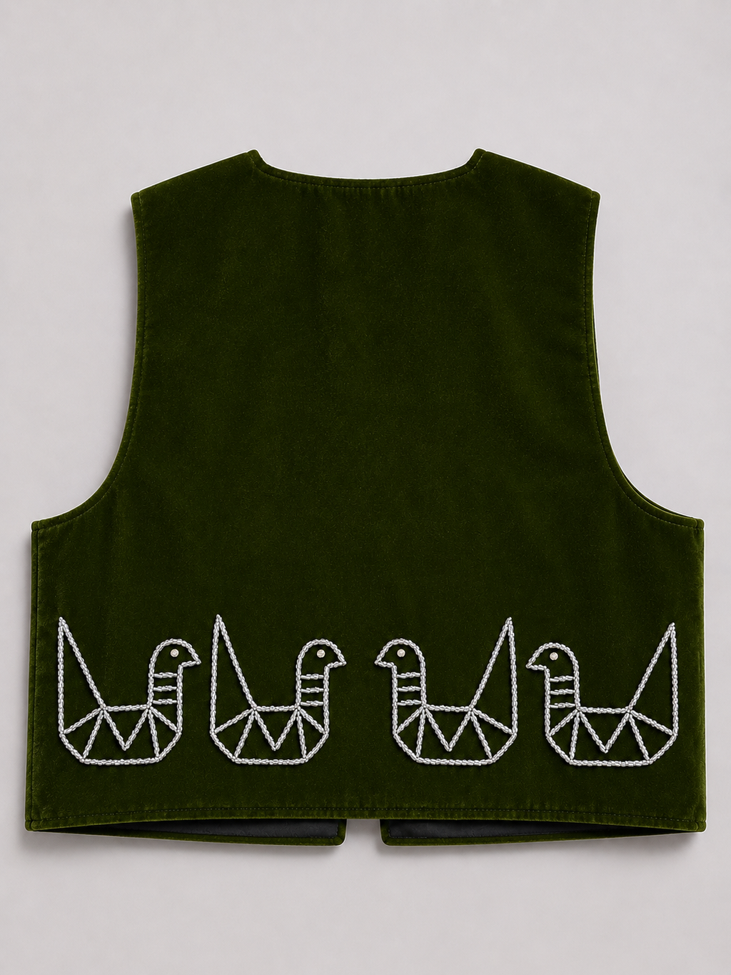 Green Hand Beaded Velvet Vest