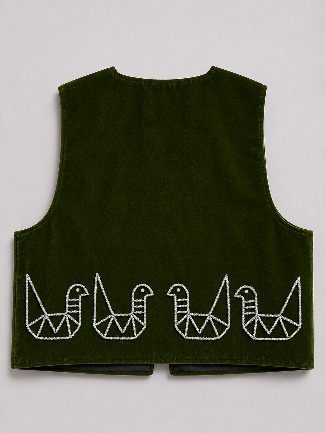 Green Hand Beaded Velvet Vest