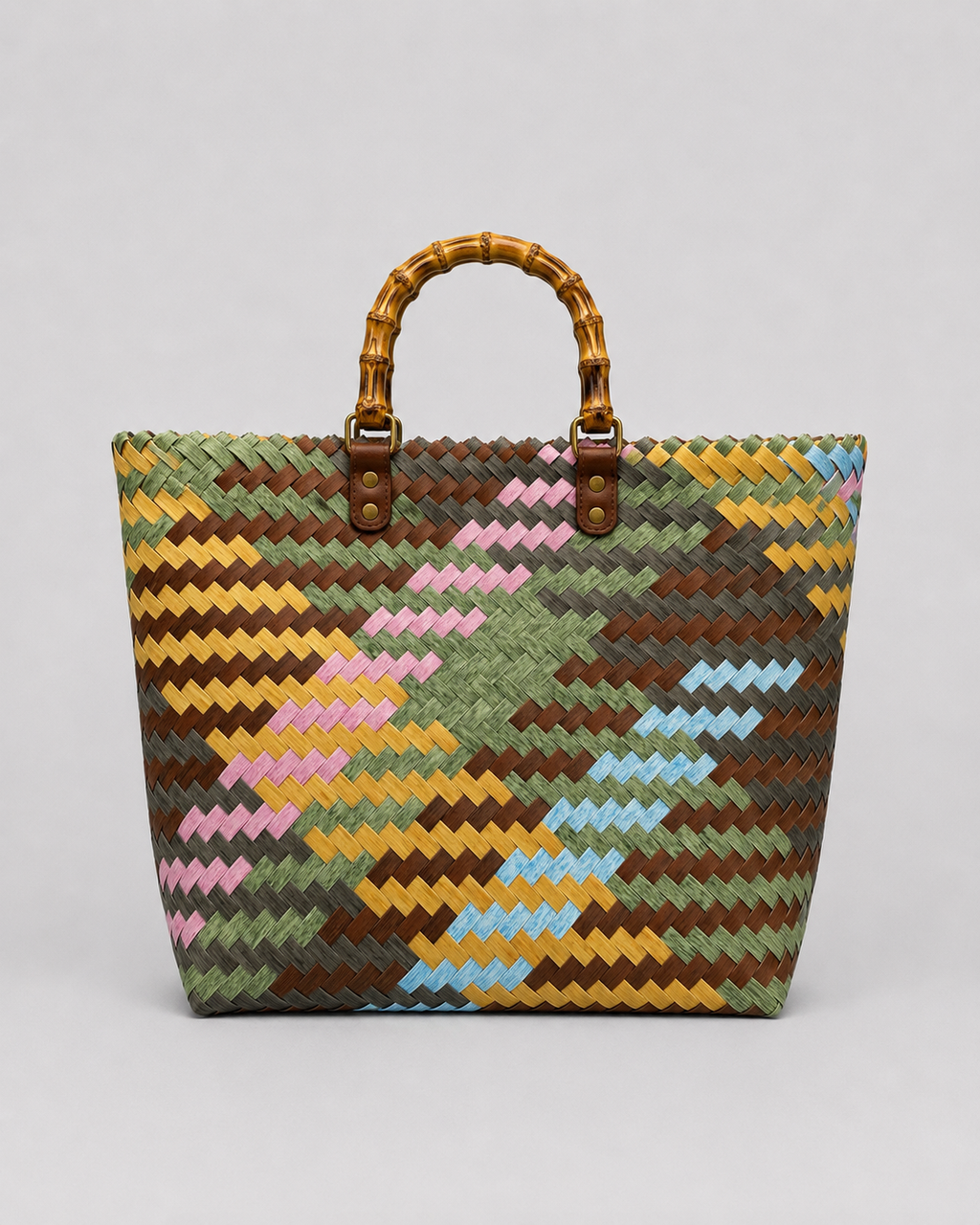 Woven Puppy Beach Bag Colorful