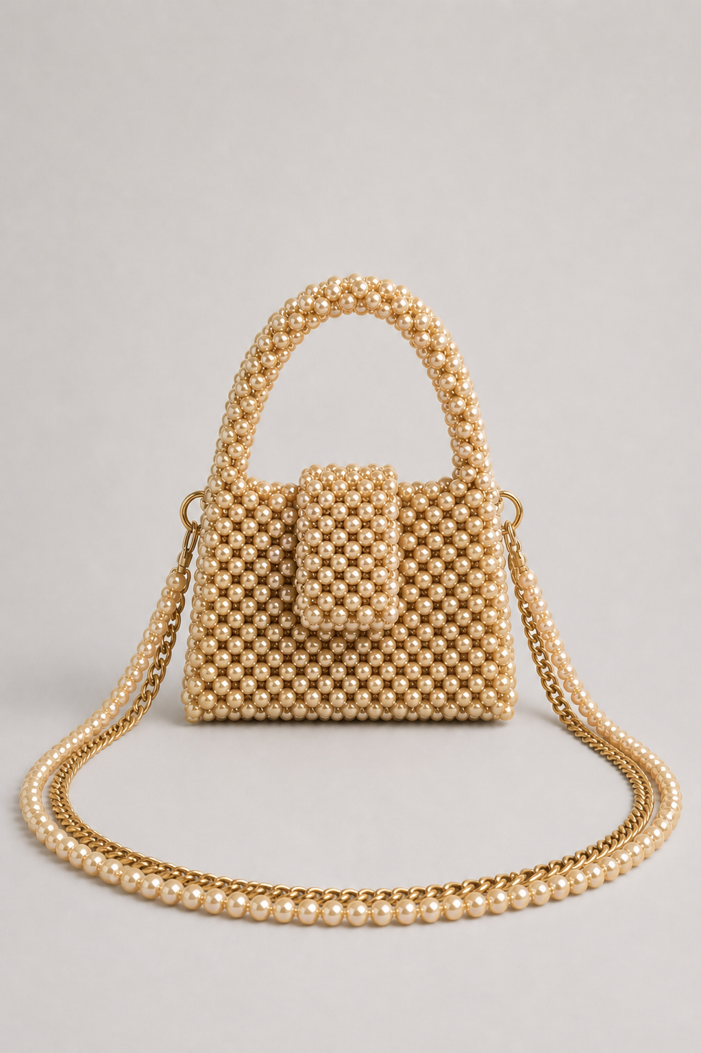 Beige Beaded Bag