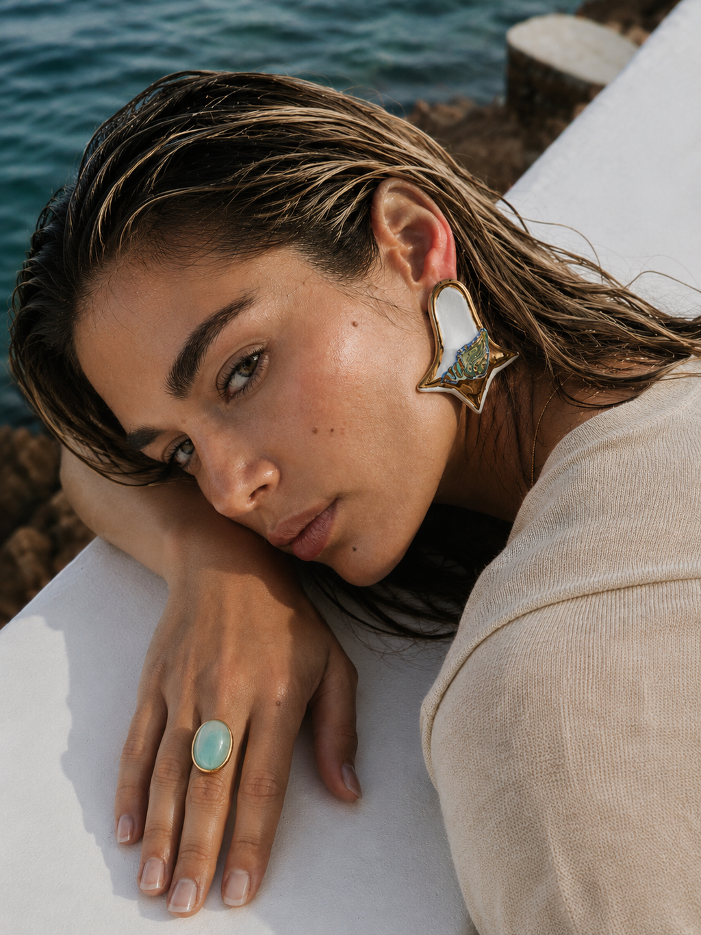 Green Shell Earrings