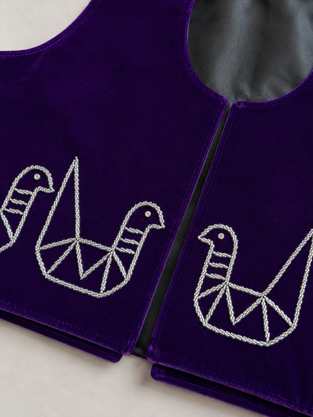 Purple Hand Beaded Velvet Vest