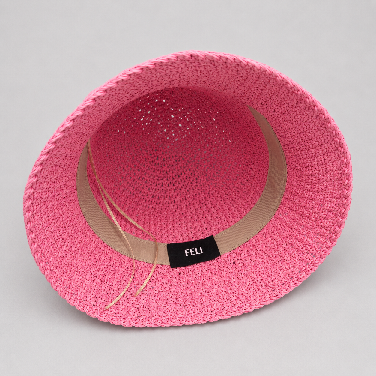 Pink Straw Bucket Hat