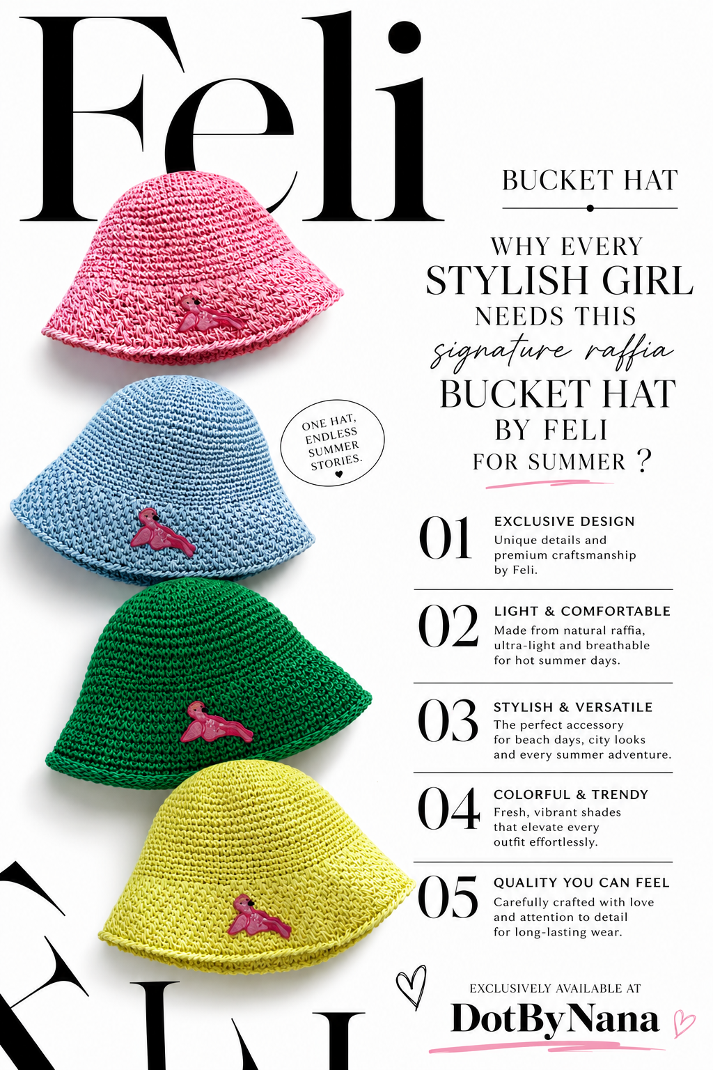Blue Straw Bucket Hat