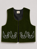 Green Hand Beaded Velvet Vest