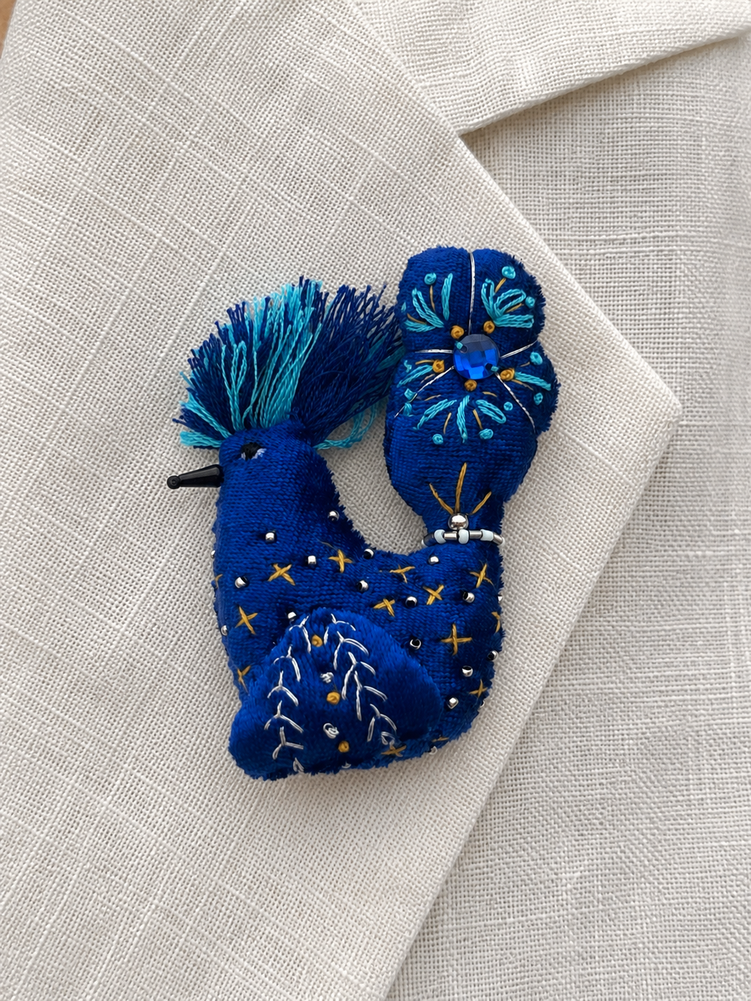 Blue Lucky Bird Brooch