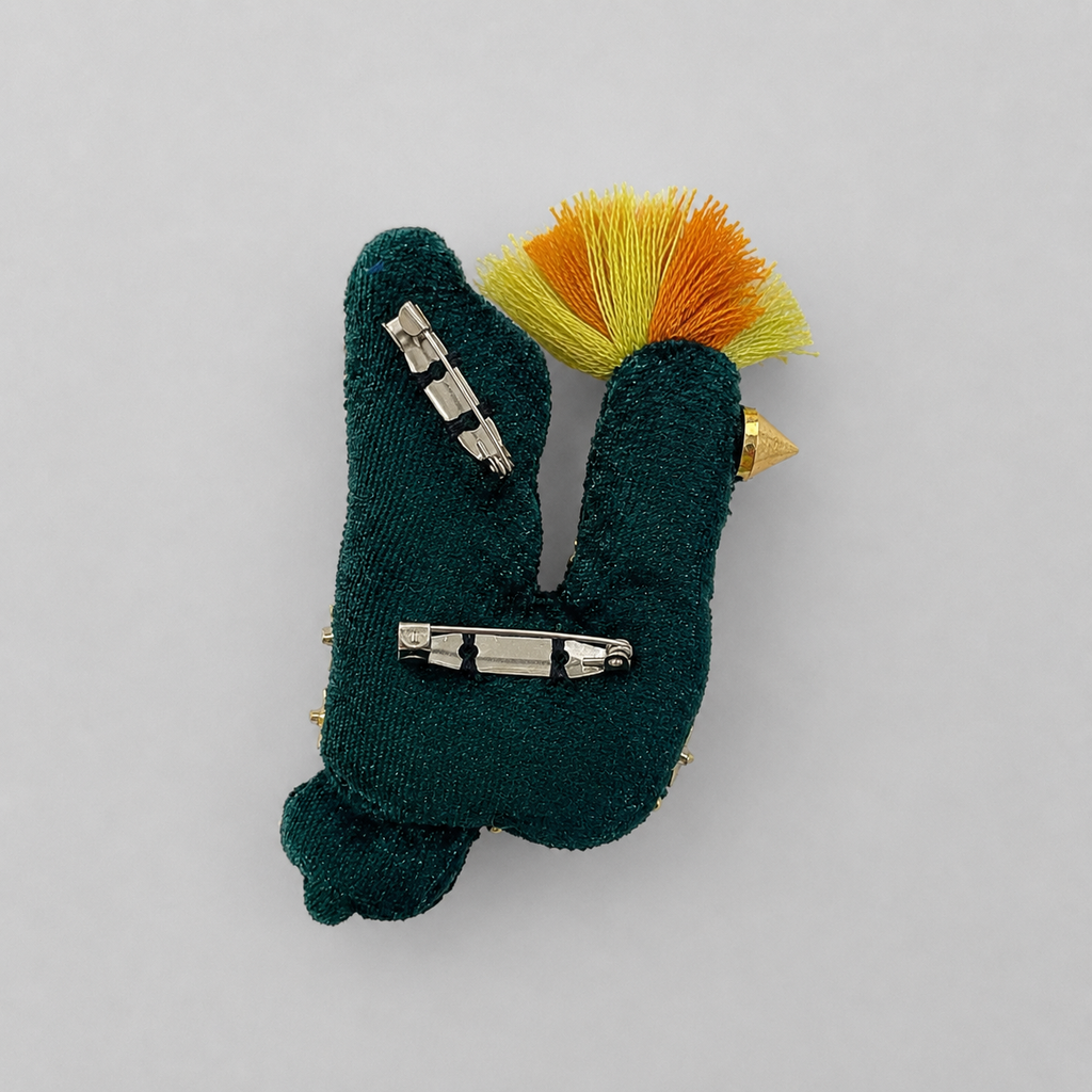 Green Lucky Bird Brooch