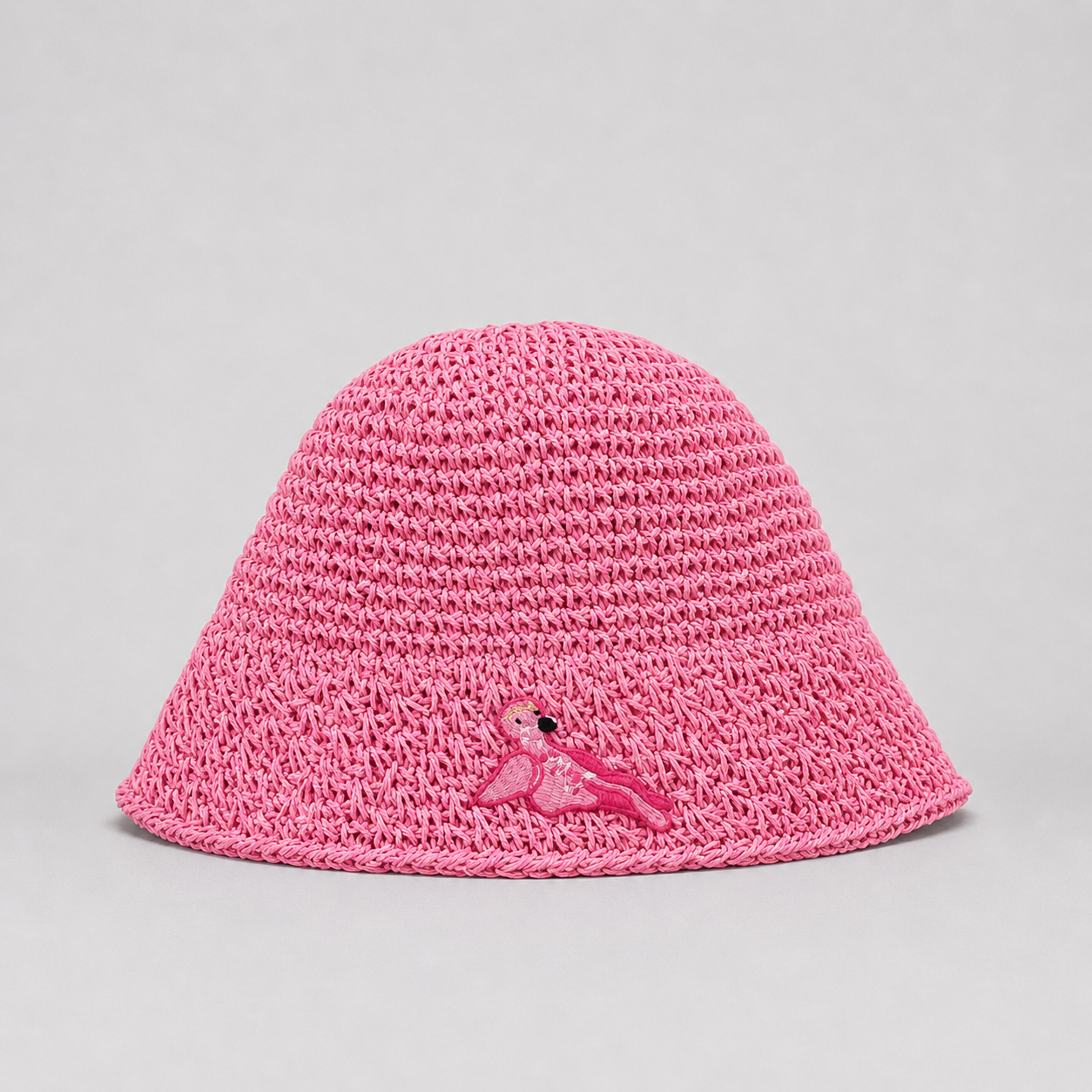 Pink Straw Bucket Hat