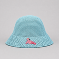 Blue Straw Bucket Hat
