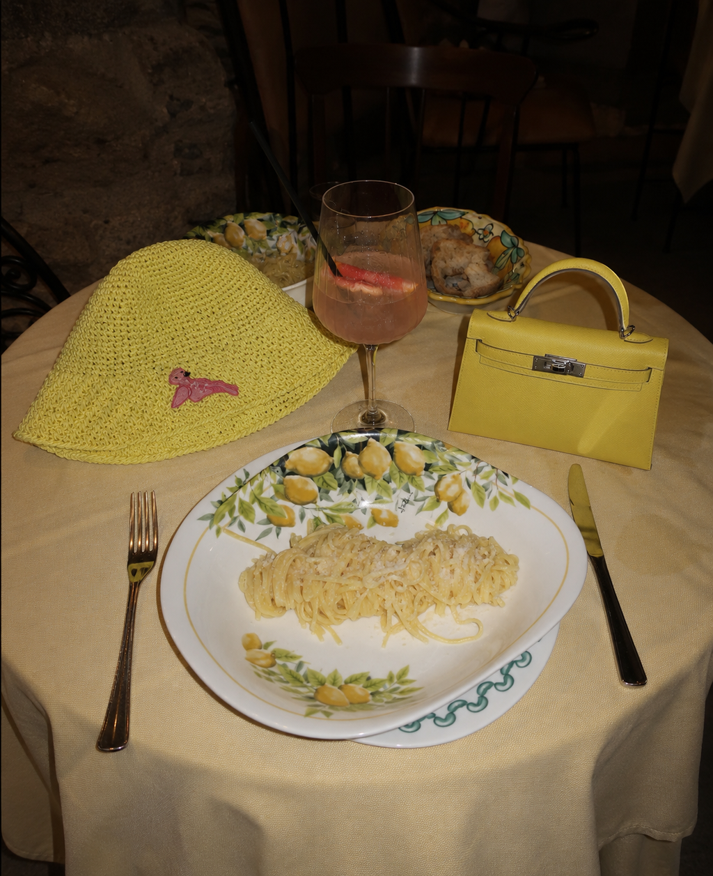 Yellow Straw Bucket Hat