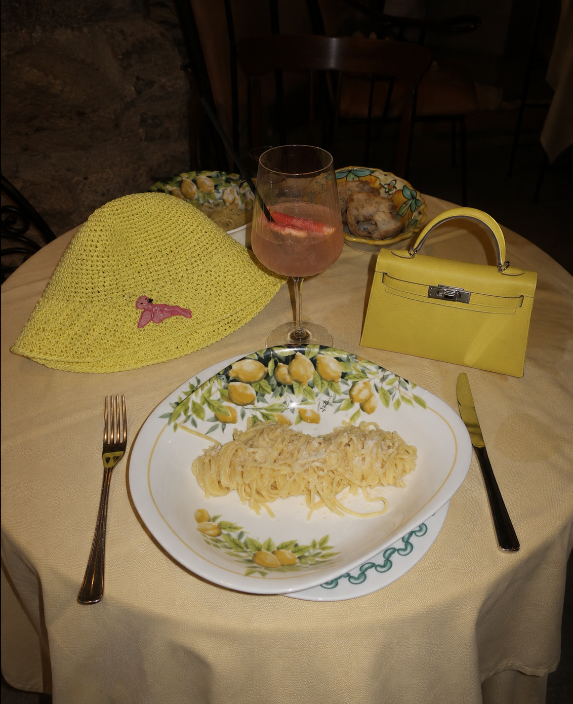 Yellow Straw Bucket Hat