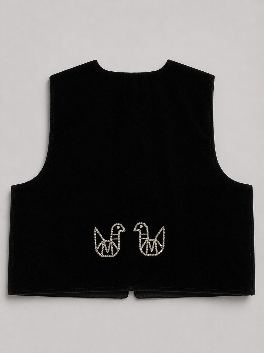 Black Hand Beaded Velvet Vest