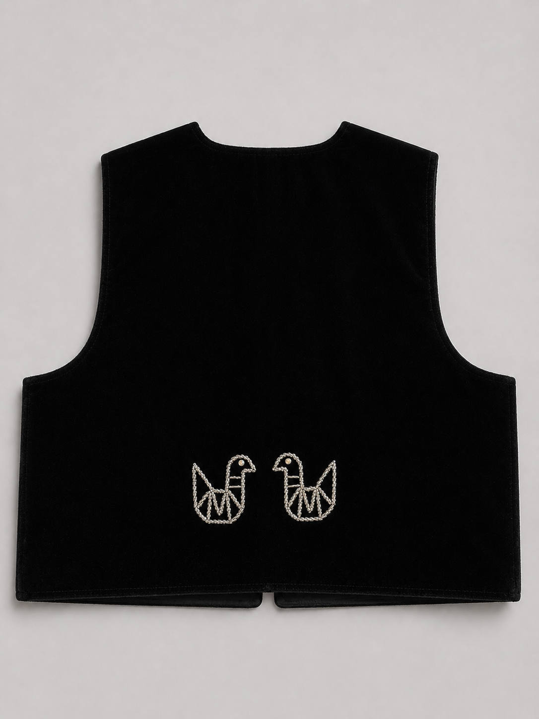 Black Hand Beaded Velvet Vest