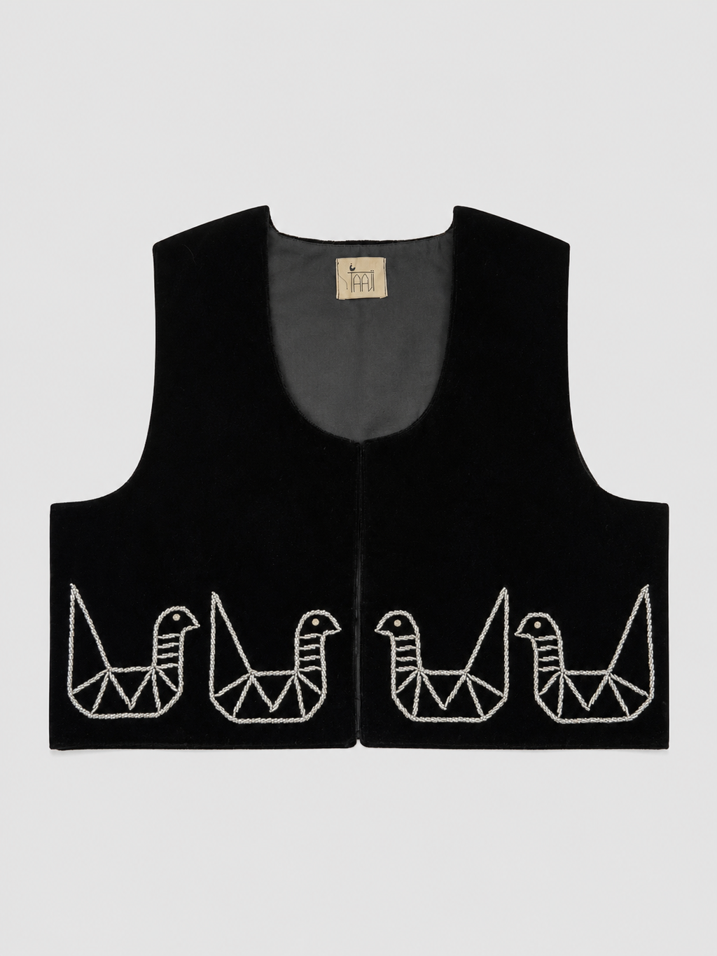 Black Hand Beaded Velvet Vest