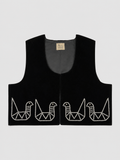 Black Hand Beaded Velvet Vest