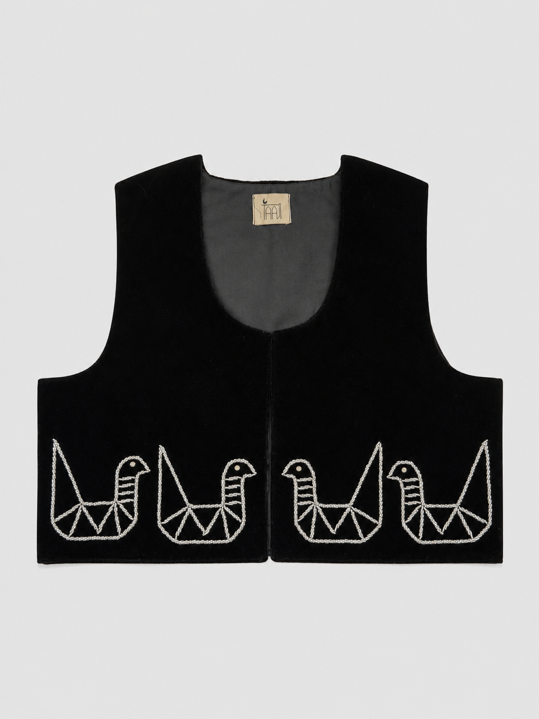 Black Hand Beaded Velvet Vest