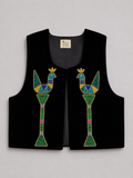 Multi-Colour Black Hand Beaded Velvet Vest