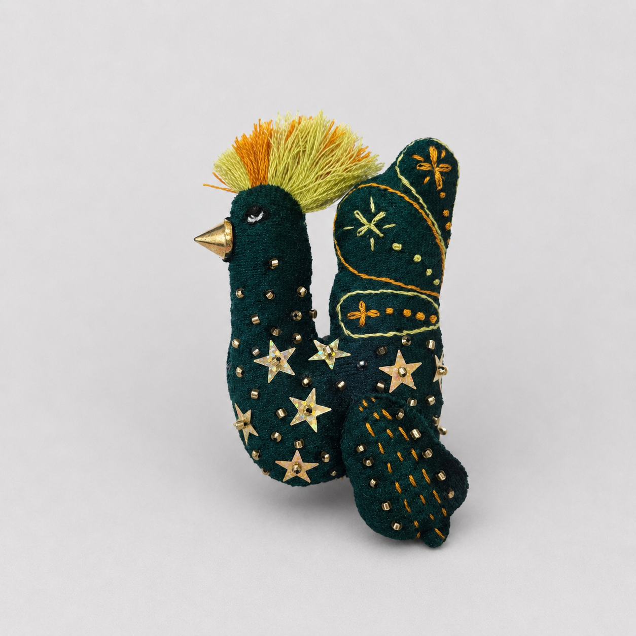 Green Lucky Bird Brooch