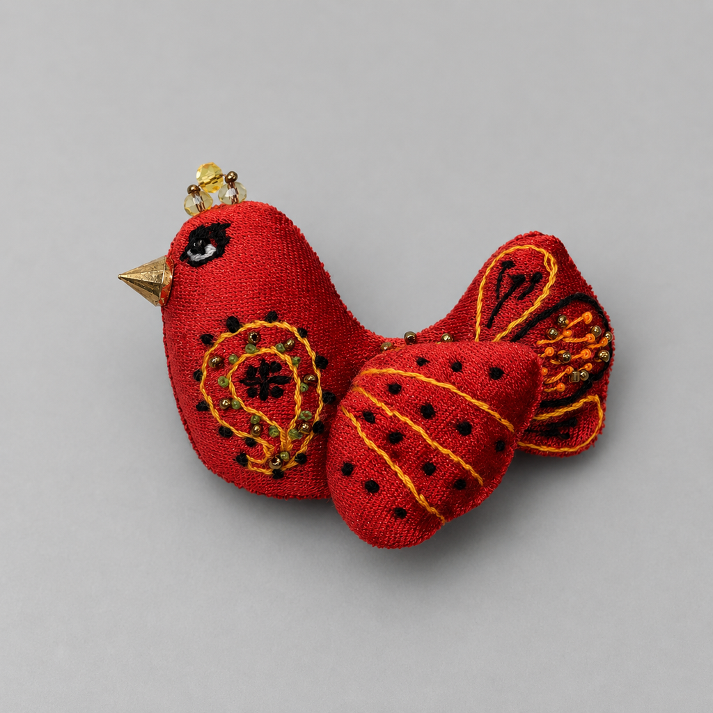 Red Lucky Bird Brooch