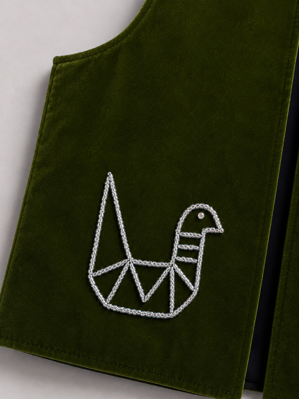 Green Hand Beaded Velvet Vest