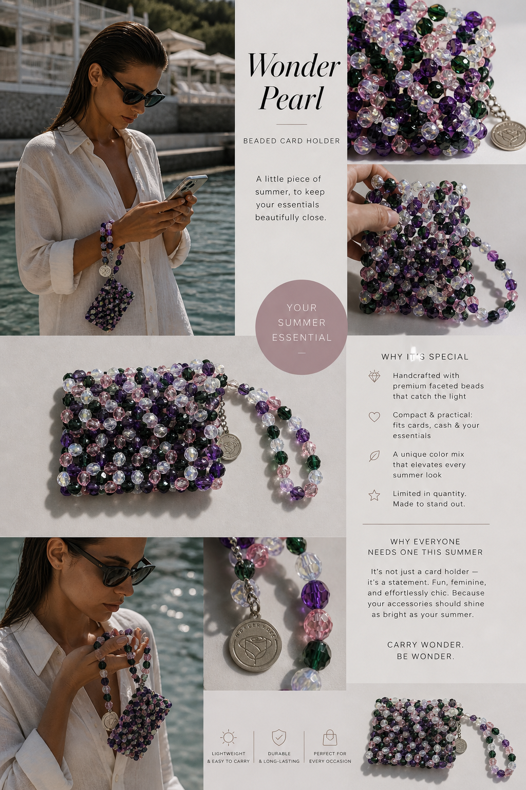 Lavender Mix Beaded Card Holder