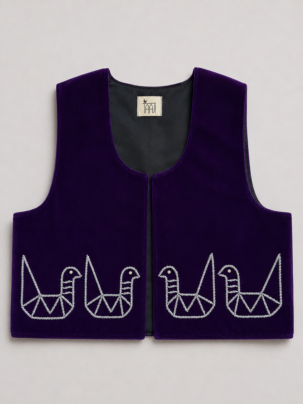 Purple Hand Beaded Velvet Vest