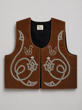 Brown Hand Beaded Velvet Vest
