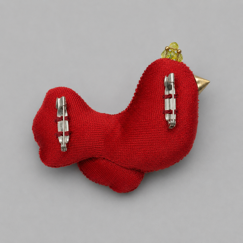 Red Lucky Bird Brooch